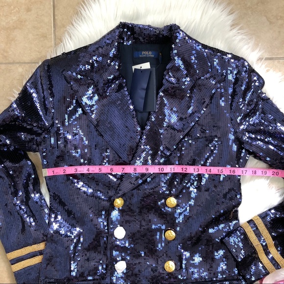 New Ralph Lauren Double Breasted Sequined Blazer - Picture 12 of 16
